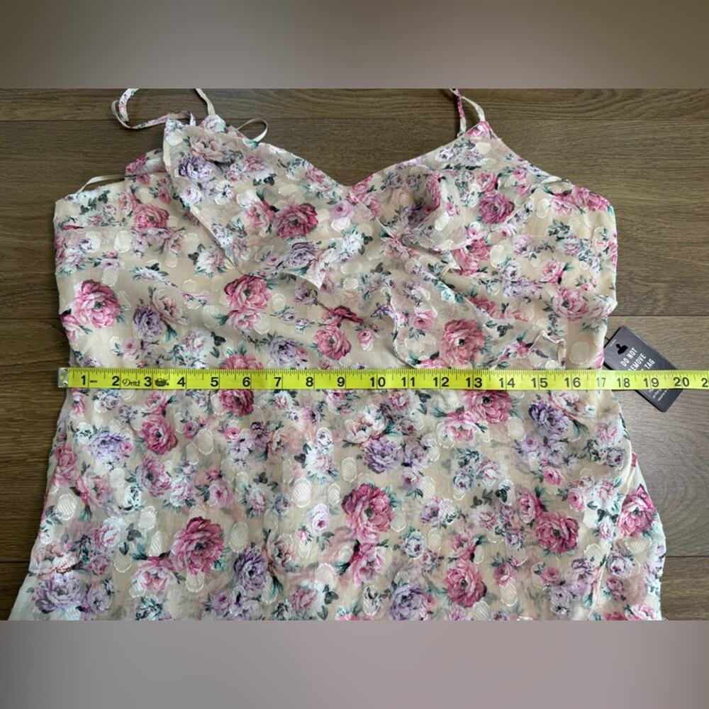 NWT Express Floral Print Ruffle Faux Wrap Hi-Lo Maxi Dress Size Large Coquette - Picture 10 of 12